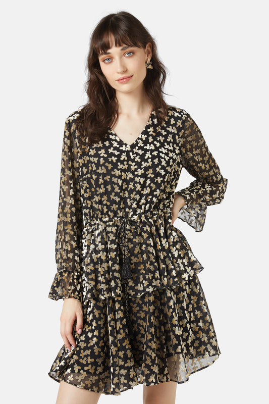 Gorman - Champagne Bubbles Devore Dress - gold