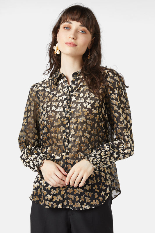 Gorman - Champagne Bubbles Devore Shirt - gold
